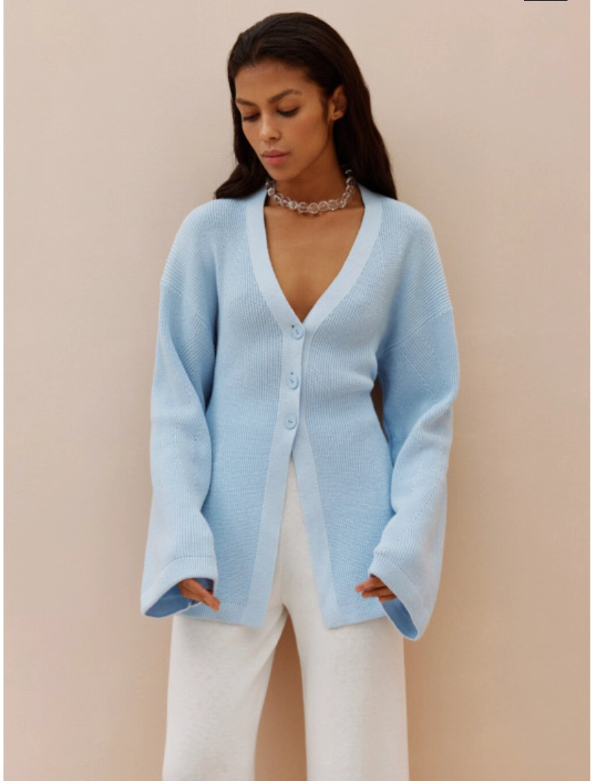 Cardigan Ciel — côtelé bleu ciel boutons