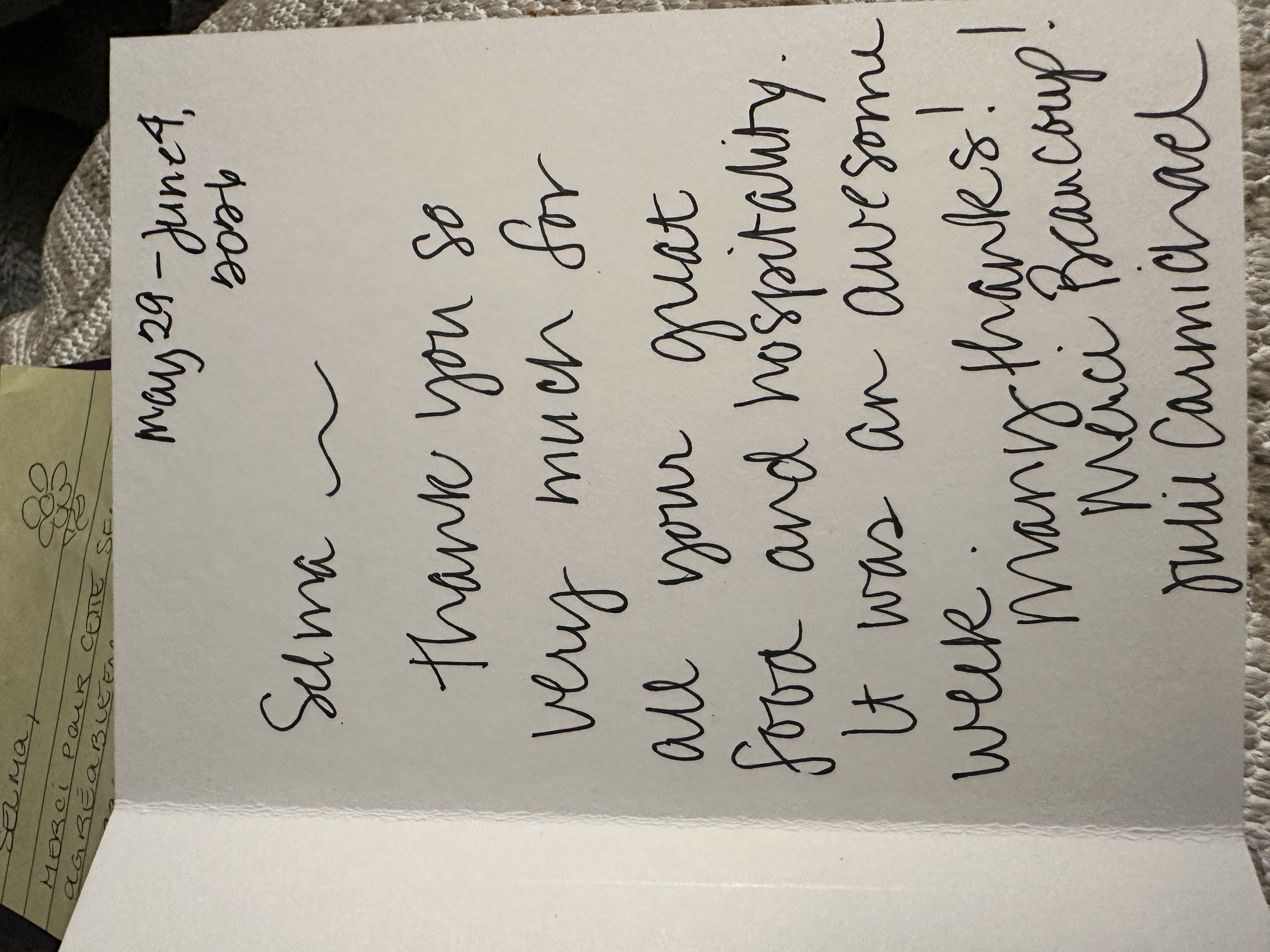 Lettre de Julie Carmichael pour Selma & Co